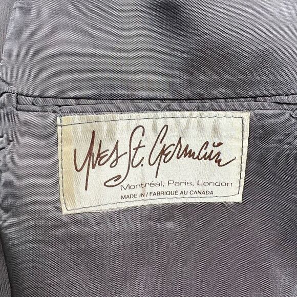 Yves St Germain Wool Blend Gray Tweed Blazer Jacket Mens Size 44 Coat Vintage - Picture 6 of 13